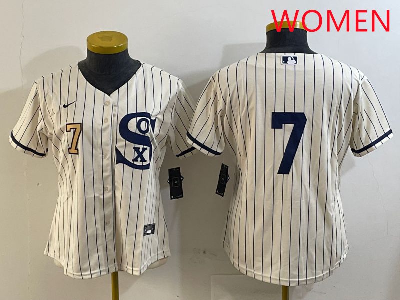 Women Chicago White Sox #7 No Name Cream Stripe Dream Edition Game 2025 Nike MLB Jersey style 3->women mlb jersey->Women Jersey
